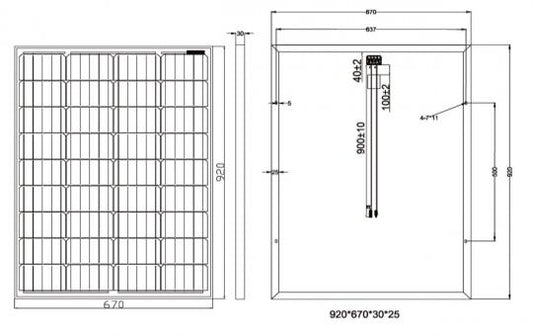100W Premium EGE Series 5BB Mono PV Panel - NANO Self Cleaning - 18V – 920*670*30mm